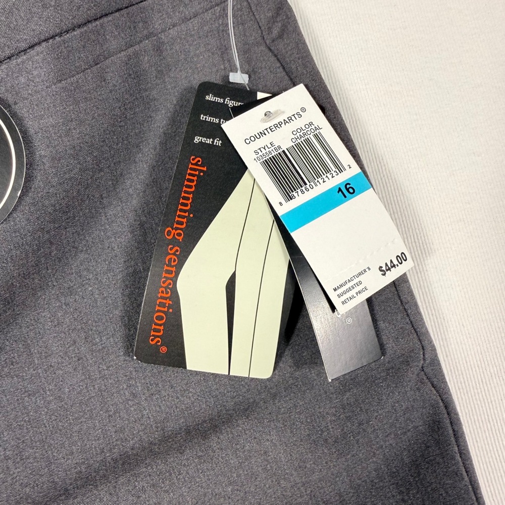 Counterparts Slimming Sensations Pants 16 Charcoal Gray Tummy Control Stretch - Picture 3 of 10